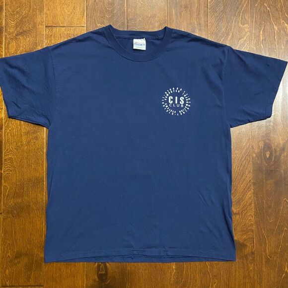 Hanes Vintage CIS Computer Information Systems Navy T-Shirt Men's Size Large - Picture 2 of 8